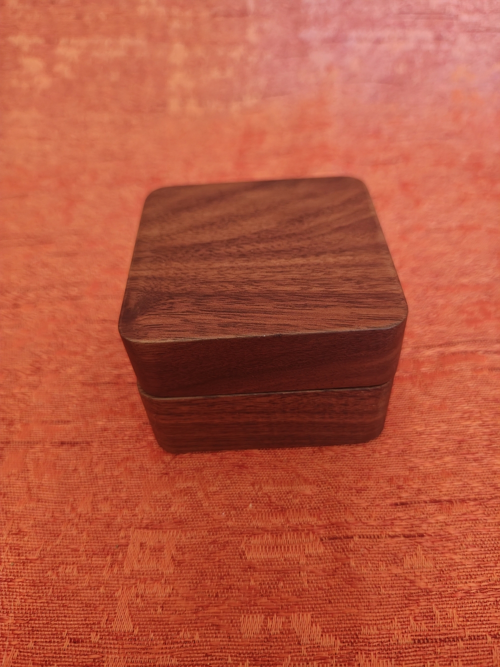 Handcrafted Brown Wooden Ring Box - Sleek Gift Case